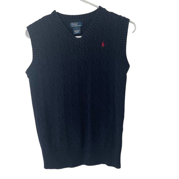 Polo by Ralph Lauren Navy Blue Cable Knit Vest Large - Picture 4 of 4
